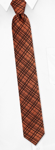 Napoli Plaid Skinny Tie by Principessa Regale - Burnt orange Silk Napoli Plaid Skinny Tie by Principessa Regale - Burnt orange Silk