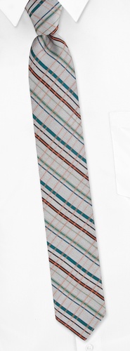 Verona Plaid Skinny Tie by Principessa Regale -  Silver Silk