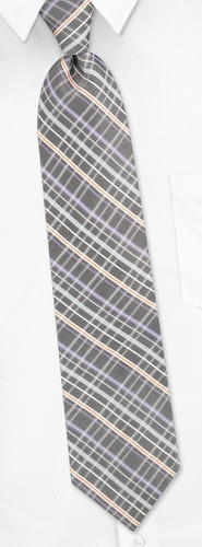Verona Plaid Extra Long Tie by Principessa Regale -  Black Silk
