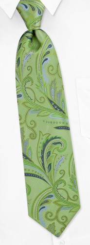 Paisley w/Pocketsquare Tie by Steve Harvey -  Green Silk
