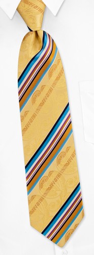 Paisley Stripe w/Pocketsquare Tie by Steve Harvey -  Yellow Silk