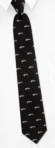 Fish Bones Club Skinny Tie by Tommy Hilfiger Vintage Slim -  Black Silk